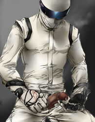 cum gloves hatonasi helmet helmet_covering_face helmet_with_visor motorcycle_helmet motorcycle_suit penis tactical_gloves tagme the_stig top_gear