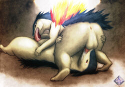 69 color fellatio fur furry male male_only multiple_males nintendo oral penis pokemon pokemon_(species) straight_hair typhlosion vinvulpis yaoi