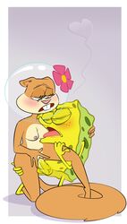 anthro breast breast_lick breasts brown_fur bushy_tail female flower furry helmet interspecies looking_down naked nude penis pussy sandy_cheeks sea_sponge sex smooth_skin spongebob_squarepants spongebob_squarepants_(character) squirrel straight tail vaginal_penetration yece