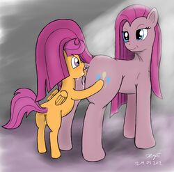 friendship_is_magic my_little_pony pinkie_pie_(mlp) purple_hair scootaloo_(mlp) smooth_skin xyi