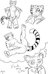 cussing dreamworks fellatio koh kung_fu_panda line_art lineart master_shifu master_tigress oral strip stripping tiger