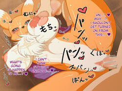 blue_eyes blush breasts censored comic cum cum_in_pussy cum_inside digimon digimon_tamers digital_sex_sleeve english_text facial fur gloves hard_translated heart japanese_text looking_at_viewer mosaic_censoring nipples panting renamon sindoll text translated vaginal_penetration