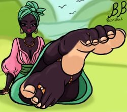 african african_female barefoot bostboik countershade_feet dark-skinned_female dark_skin feet female foot_fetish highlighted_soles soles very_dark_skin