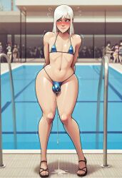 after_sex ai_generated ametraxus angel_dove bikini bubble_butt bulge cum cumming_through_clothing femboy feminine_male shy sissy swimingpool thick_ass thick_thighs white_hair