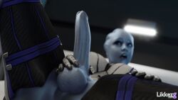 animated animated asari blue_body blue_skin cum cumshot edited ejaculation futa_only futanari liara_t'soni likkezg mass_effect