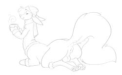 absurd_res anus backsack balls citra citra_taur genitals halbean hi_res male mammal mammal_taur monochrome paws perineum puffy_anus quadruped scarf simple_background solo tail taur twerp_(halbean) white_background