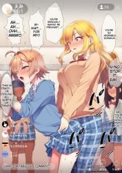 blonde_hair blue_eyes clothed_sex crossdressing hokuro_ryuuseigun machine_translated otoko_no_ko