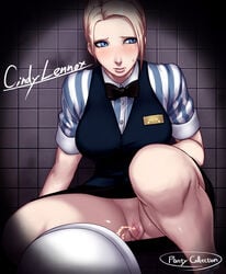 blonde_hair censored cindy_lennox peeing resident_evil sawao squat_toilet