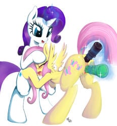 2013 anal anal_insertion anal_sex anus blue_eyes cutie_mark duo equine female feral fluttershy_(mlp) friendship_is_magic hair horn horse insertion magic my_little_pony pegasus penetration pink_hair plain_background pony purple_hair pussy rarity_(mlp) ricocake sex_toy unicorn vaginal_insertion vaginal_penetration white_background white_fur wings yellow_fur yuri