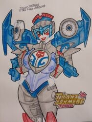 big_breasts blue_eyes blue_nipples blue_panties breasts caressing_face churino6 disembodied_hands mechanical_wings nipples panties red_lipstick robot robot_girl robot_humanoid transformers windblade wings