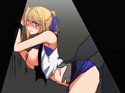 aqua_eyes blonde_hair bondage bondage breasts clenched_teeth female guilty_gear ky_kiske kyko m.u.g.e.n midnight_bliss navel nipple_rings nipples no_panties open_clothes rape ribbon rule_63 ryuuri_(aoithigo) sex skirt vaginal_penetration