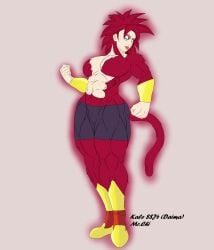 1girl biceps big_ass big_breasts big_butt boots bracelet bracelets dragon_ball dragon_ball_daima dragon_ball_super female female_focus female_only golden_boots kale legendary_super_saiyan mr.chi muscles muscular muscular_anthro muscular_arms muscular_female muscular_legs muscular_thighs nipples_covered red_eyes red_hair red_lipstick saiyan saiyan_girl saiyan_tail shorts super_saiyan_4 tail