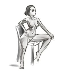 1girls alphavitus areolae art_study barefoot breasts chair completely_nude completely_nude_female female female_only full_body naked naked_female nipples nude nude_female real_person sitting solo solo_female