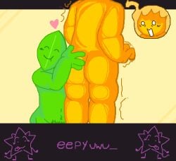 battle_for_dream_island eepyuwu_(artist) firey_(bfdi) leafy_(bfdi) object_shows straight