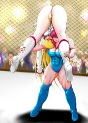 2girls blonde_hair catfight crossover emilie_de_rochefort hito-si mighty_yukiko muscular muscular_female panties spread_legs tagme tekken wrestle_angels wrestling wrestling_femdom wrestling_ring wrestlingryona yuri