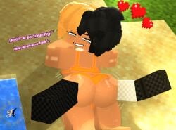 3d black_and_blonde_hair female honey_(theactualhoney) looking_at_viewer mine-imator minecraft theactualhoney