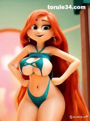 1girls 3d 3d_animation ai_generated animated big_ass big_breasts big_butt bikini chelsea_(ruby_gillman) chelsea_van_der_zee curvy curvy_female dreamworks dreamworks_animation female_focus long_hair red_hair ruby_gillman,_teenage_kraken tagme universal_pictures universal_studios video