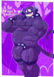 bara bigbchevalier collar gay horns monster purple_body sharp_teeth solo tail valentine's_day