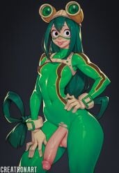 1dickgirl 1futa 1futanari ai_generated artist_name asui_tsuyu balls big_cock big_penis black_eyes blush blush_lines blushing_at_viewer boku_no_hero_academia breasts cock creatronart dickgirl dickgirl_only froppy futa_only futanari green_hair hi_res high_resolution highres huge_cock large_cock large_penis light-skinned_futanari light_skin long_hair looking_at_viewer my_hero_academia only_futa penis ripped ripped_clothing shiny shiny_body shiny_clothes shiny_hair shiny_skin small_breasts solo superheroine tongue tsuyu_asui veiny veiny_cock veiny_penis