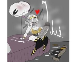 1futa ass ass_focus ass_grab big_ass breast_grab breasts cum cum_eruption cum_explosion cum_in_tongue cumming erect_penis erection fantasizing fantasy futa_only futanari glitch_productions groan groaning imagination intersex masturbation milf milk milking murder_drones orgasm orgasm_face penis pleasure_face robin2024_(artist) shout shouting uzi_(murder_drones) v_(murder_drones) white-haired_futa white_hair white_hairband