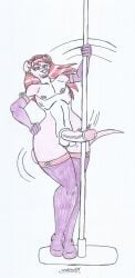 anthro earrings femboy furry ginger_hair hairbow hand_on_hip high_heel_boots long_boots long_gloves long_hair looking_at_viewer marlon64 naked_boots naked_femboy naked_gloves pink_body pink_fur pole_dance pole_dancing purple_eyes rat_boy rat_humanoid red_hair rose_mice_(waifuland) smiling_at_viewer solo_femboy traditional_drawing_(artwork) waifuland white_background white_fur