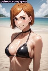 ai_generated beach big_ass big_breasts bikini jujutsu_kaisen kugisaki_nobara nobara_kugisaki ryuuziken01 short_hair