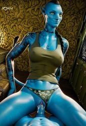 avatar avatar:_the_way_of_water blue_skin camo_bikini vaginal_penetration yellow_eyes z-dog zdinarsk