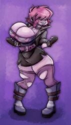 2025 big_breasts breasts choker cleavage darkleyx female female_only fingerless_gloves gaz_membrane hair_over_eyes invader_zim nickelodeon pink_hair ripped_thighhighs short_hair thicc_gaz thick_thighs thighhighs thighs