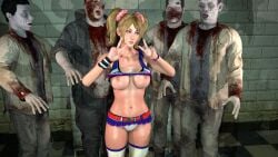 abdomen blonde_hair blue_eyes breasts breasts_out cheerleader gangbang juliet_starling lollipop_chainsaw multiple_boys nipples panties sexy sexy_body tits_out zombie