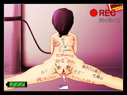 akahige_wks areolae arms_behind arms_behind_back back battery_life blindfold blindfolded body_writing breasts censored cum cum_in_pussy cum_inside cumdrip female humiliation indoors nipples nude partially_translated pussy recording restrained shaved_pussy sign sitting solo spread_legs tally text time_stamp translation_request vagina