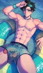 avan_geiserford balls gay jock_studio muscles muscular muscular_male nipples penis see-through_swimsuit solo swimming_goggles swimming_ring yanayaa_a yaoi