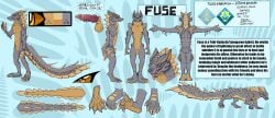 2025 absurd_res animal_genitalia anthro big_tail capcom claws ear english_text erection fan_character fanged_wyvern feral full_pad fully_sheathed fuse_(razim) genitals grey_body grey_scales hi_res knot knotted_penis lunagaron male model_sheet monster_hunter nude orange_body orange_eyes orange_scales padded_palms penis quadruped reference_image scales scalie sheath spikes tail text tobi-kadachi tobi-lunagaron toe_claws wicked_whiskers zgf_art