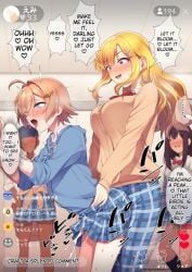 blonde_hair blue_eyes clothed_sex crossdressing hokuro_ryuuseigun machine_translated otoko_no_ko