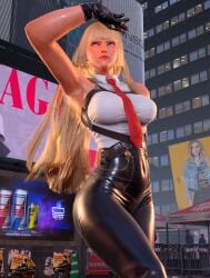 armpit_fetish armpits big_ass big_breasts blonde_female blonde_hair emilie_de_rochefort evelyn_chevalier heels leather_clothing letheleather_clothing mommy pawg sweat tekken_8 zenless_zone_zero