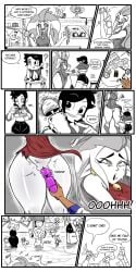 2girls comic comic_page copohentai curvy curvy_body curvy_female curvy_figure disney eda_clawthorne fluttershynegre luz_noceda milf sex_toy sex_toy_in_pussy short_hair shorts the_owl_house