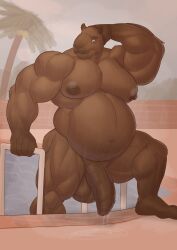 2025 anthro areola balls barazoku belly bent_leg biceps big_balls big_belly big_muscles big_penis capybara caviid day deltoids eyebrows flaccid foreskin fur gab_art genitals glans hand_behind_head hi_res huge_balls huge_belly huge_cock huge_muscles male male_only mammal musclegut muscular muscular_anthro muscular_male narrowed_eyes navel nipples nude outside overweight overweight_anthro overweight_male palm_tree partially_submerged pecs penis plant plantigrade poolside quads rodent solo solo_male swimming_pool thick_arms thick_penis thick_thighs tree tuft unretracted_foreskin vein water wet wet_body wet_fur