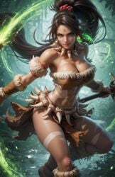 1female 1girl 1girls 1woman abs ai_generated big_breasts black_hair black_hair_female deviantart ear_piercing ear_piercings ear_ring ear_rings earring earrings female female_abs female_focus forehead_gem forehead_jewel forest forest_background gem_on_forehead green_eyes green_eyes_female hi_res high_res high_resolution highres jewel_on_forehead jfsgallery jungle jungle_background large_breasts league_of_legends long_hair long_hair_female looking looking_at_viewer nidalee ponytail ponytail_female riot_games skimpy skimpy_clothes skimpy_costume skimpy_outfit skimpy_panties skimpy_underwear smile smiling smiling_at_viewer solo solo_focus tooth_necklace tribal_markings tribal_tattoo tribal_tattoos