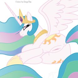 2012 alicorn anus ass blue_hair crown cutie_mark diegotan equine female friendship_is_magic hair horn long_hair looking_at_viewer looking_back multicolored_hair my_little_pony pegasus presenting princess_celestia_(mlp) pussy smile solo straight_hair wings