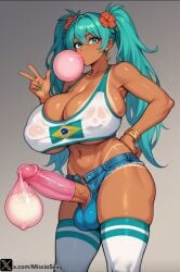 1futa ai_generated areola ass beach big_areola big_ass big_breasts big_nipples big_thighs bikini bikini_top blowing_bubblegum blush brasil brazil brazilian brazilian_female brazilian_futa brazilian_miku breasts bubble_blowing bubble_gum bubblegum chewing_gum condom condom_filling condom_on_penis cum_filled_condom cum_on_condom cum_on_penis cyan_eyes cyan_hair dark-skinned_female dark-skinned_futanari erect_penis erection female female_only futa_only futa_sans_pussy futadom futanari gigantic_ass gigantic_breasts gigantic_thighs gum hatsune_miku huge_areola huge_ass huge_breasts huge_cock huge_thighs lifted_shirt lifting_shirt long_hair looking_at_viewer miss_io nipples shirt shorts solo stable_diffusion summer sweat sweatdrop sweating tagme tan tan_body thick_hips thick_thighs thighs thong twintails vocaloid yellow_shirt