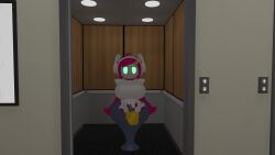 1girl 1girls 3d 3d_model background big_breasts clasped_hands elevator glowing_eyes hips_wider_than_shoulders kirby_(series) looking_at_viewer susanna_patrya_haltmann susie_(kirby) tagme vrchat