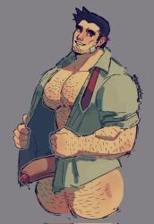 abs bara biceps big_penis capcom daddy dick_gumshoe dilf erection gyakuten_saiban male male_nipples male_only manly mature_male muscular_male nipples nude pecs penis shypurples113