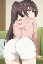 ai_generated ass ass_focus big_ass brown_hair faceless_male large_ass lovehuwu medium_breasts ponytail purple_eyes sister suou_yuki tokidoki_bosotto_russian_de_dereru_tonari_no_alya-san