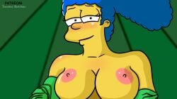 breasts breasts_out eyes_half_open hair_blue marge_simpson naked naked_female nipples nude nude_female the_simpsons tits_out toonius_sketchus