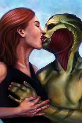 breast_grab commander_shepard drell femshep interspecies kissing mass_effect thane_krios