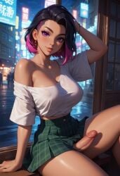 ai_generated come_hither crop_top dickgirl futa_focus futa_only futanari inviting original original_character revenge623 self_upload skirt slutty_outfit window