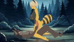 16:9_aspect_ratio 1boy 1girls ahe_gao animated animation anthro bee_girl beer blonde_hair cg_art cowgirl_position cum cum_in_pussy cum_inside cute dialogue dinotonte dirty_talk female furry game game_cg high_resolution interspecies large_filesize lustscupid male playable pleasure_face tongue_out vaginal_penetration videogame