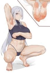 abs ak-15_(girls'_frontline) foot_fetish laserflip muscular