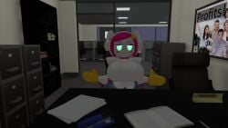 big_breasts glowing_eyes kirby_(series) looking_to_the_side office susanna_patrya_haltmann susie_(kirby) tagme talking_to_viewer