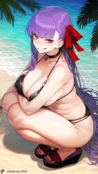 1-a_dot 1girls ai_generated arms ass ass_cheeks asshole_behind_thong back back_muscles bb_(fate) beach big_ass big_breasts big_butt bikini bikini_bottom bikini_top blush blushing_at_viewer breasts butt_cheeks center_opening coulds ear fate/grand_order fate_(series) feet female female_focus female_only footwear golden_bikini grin hi_res high_res high_resolution highres huge_ass huge_breasts huge_butt large_ass large_boobs large_breasts large_butt large_thighs long_hair looking_at_another massive_ass massive_butt purple_eyes purple_hair pussy sand sandals sea seaside shoulders sideboob sky smile sunny teeth thick_thighs thighs tropical type-moon vagina water