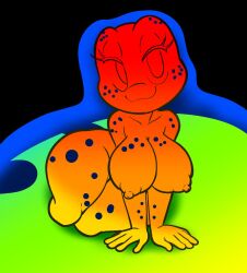 2024 3d 3d_(artwork) amphibian amphibian_female amphibian_humanoid background bedroom_eyes big_breasts black_background breasts digital_drawing_(artwork) digital_media_(artwork) eyelashes frog frog_humanoid half-closed_eyes hi_res huge_breasts laying_on_side looking_at_viewer nipples rainbow_body smiling smiling_at_viewer spots_(marking) spotted_body spotted_skin tansau thick_thighs